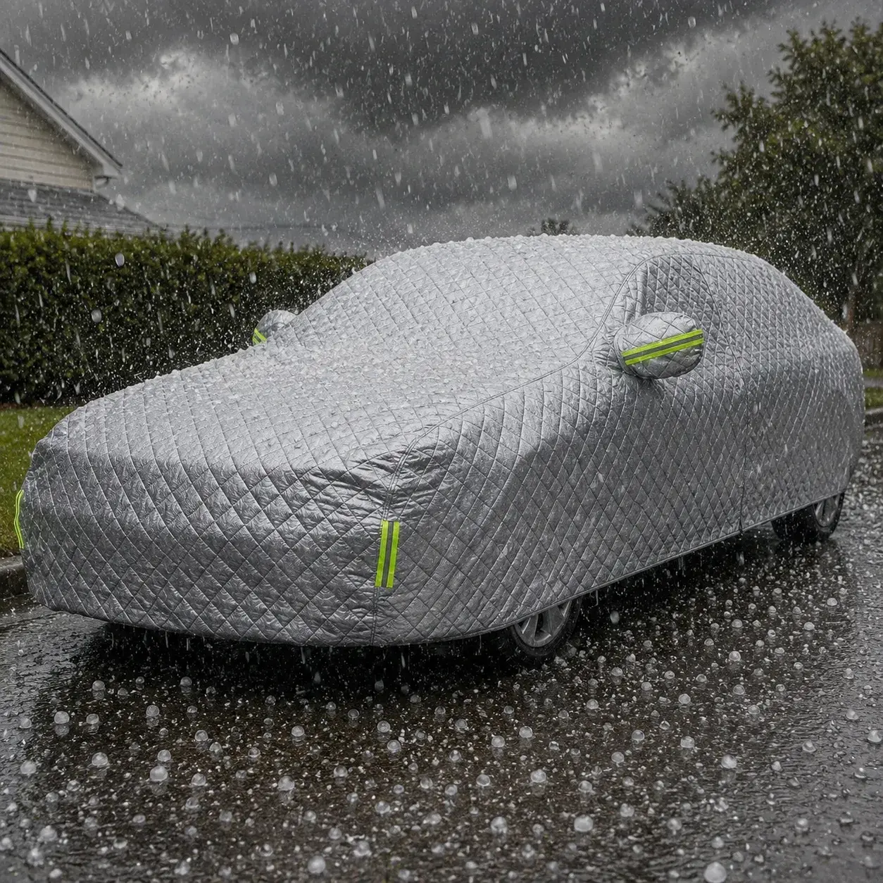Vůz chráněný plachtou CarArmor po krupobití