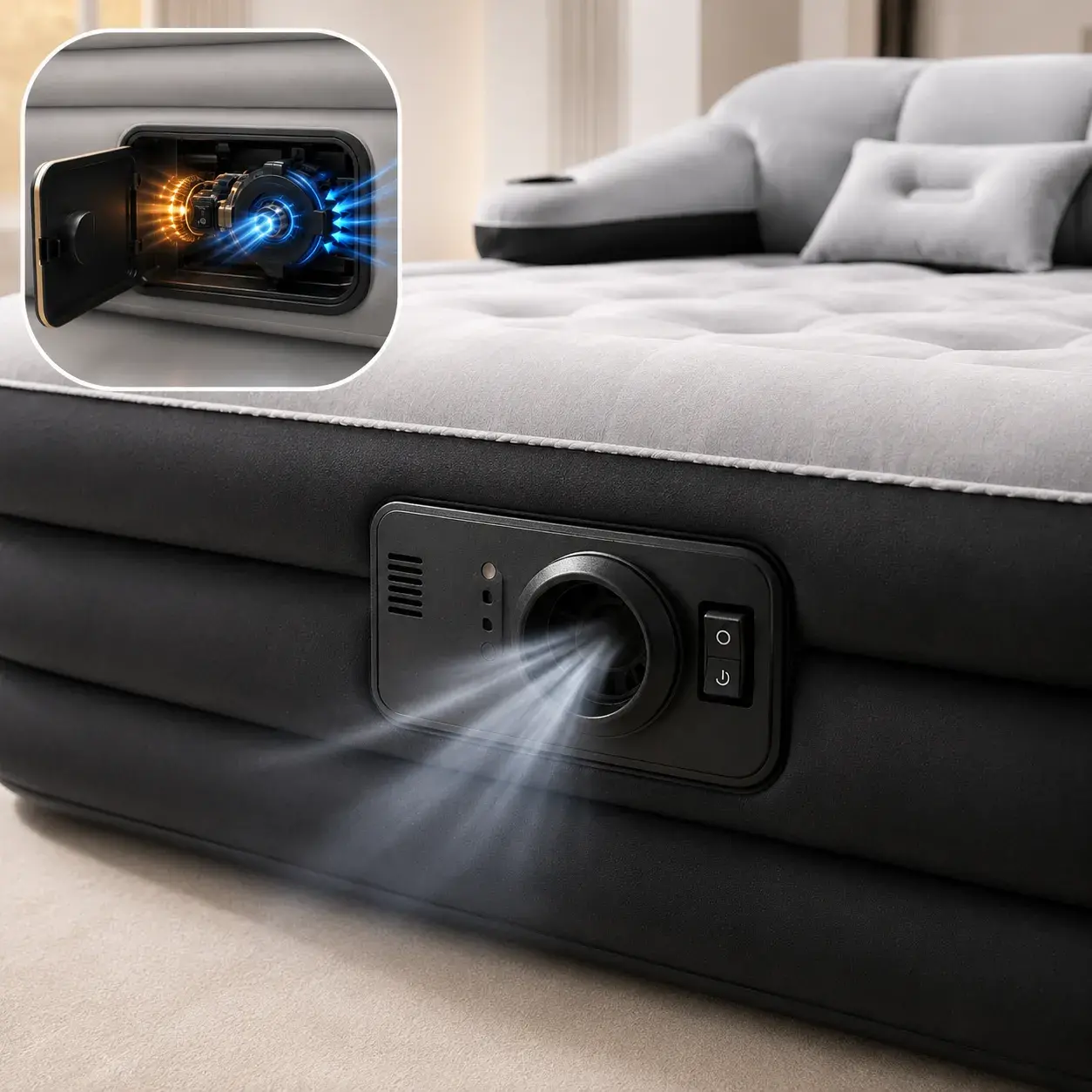 Bomba eléctrica integrada del colchón hinchable